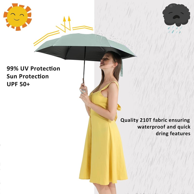 BAODINI Small UV Protection Travel Umbrella Compact for Rain and Sun UPF 50+ Windproof Portable 42 inch Umbrella for Women and Men - Image 2